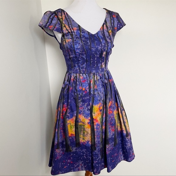 ModCloth Enchanted Forest Frondescent Fete Dusk Thicket Dress Size XS - Picture 2 of 10
